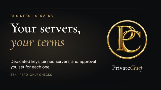 PrivateChief Business Servers: Let Your AI Chief Look After Your Servers, Within Limits You Set
