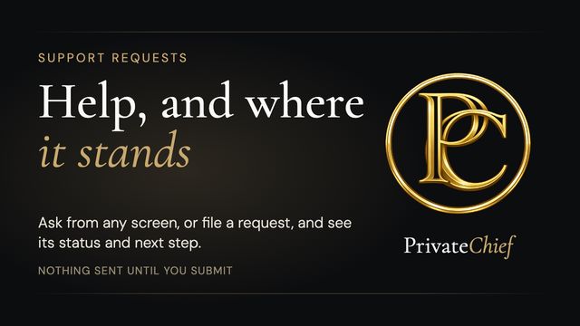 PrivateChief Support Requests: Ask for Help and See Exactly Where It Stands