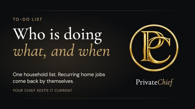 PrivateChief To-Do List: Household Chores, Assigned and Never Forgotten